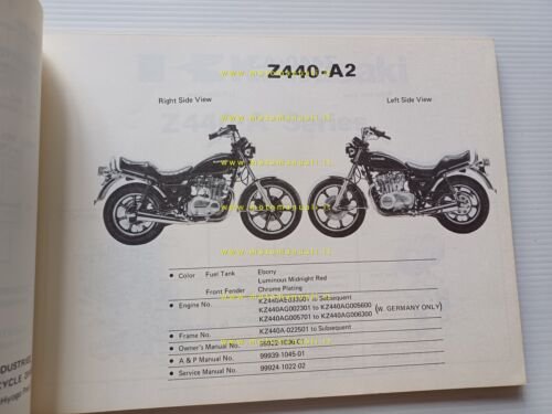 Kawasaki Z 440 A2 1981 catalogo ricambi originale moto spare …