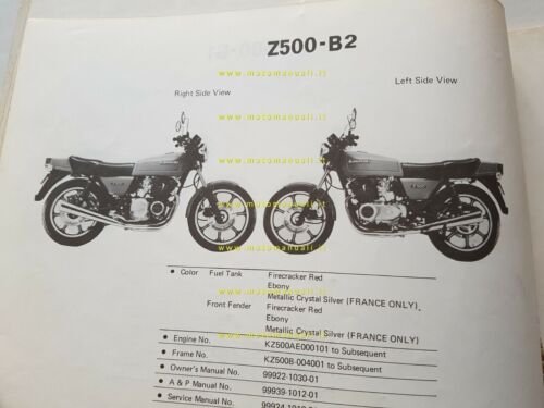 Kawasaki Z 500 B1-B2-B3 1980 catalogo ricambi originale spare parts …