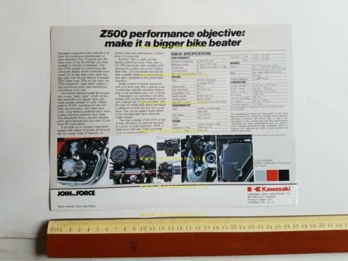 Kawasaki Z 500 depliant originale moto TESTO INGLESE