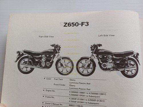 Kawasaki Z 650 F1 - F2 1981 catalogo ricambi originale …