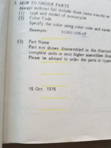 Kawasaki Z 750 B1 1975-76 catalogo ricambi originale spare parts …