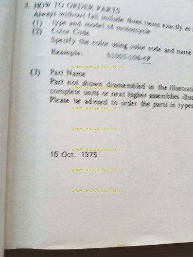 Kawasaki Z 750 B1 1975-76 catalogo ricambi originale spare parts …