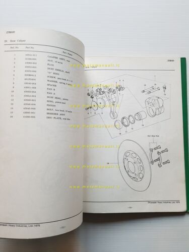 Kawasaki Z 750 B1 1975-76 catalogo ricambi originale spare parts …