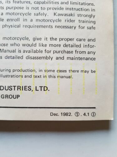 Kawasaki Z 750 GP 1982 manuale uso INGLESE originale ENGLISH …
