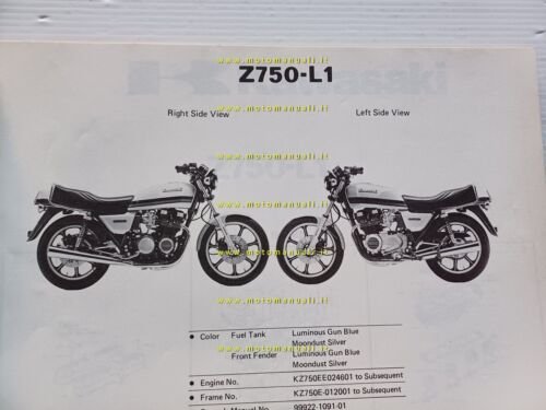 Kawasaki Z 750 L1 1980 catalogo ricambi moto originale spare …