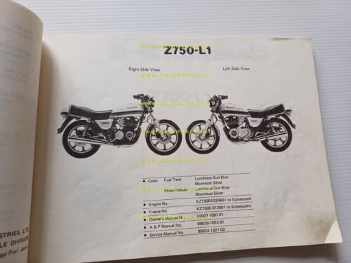 Kawasaki Z 750 L1-L2 1980 catalogo ricambi originale spare parts …
