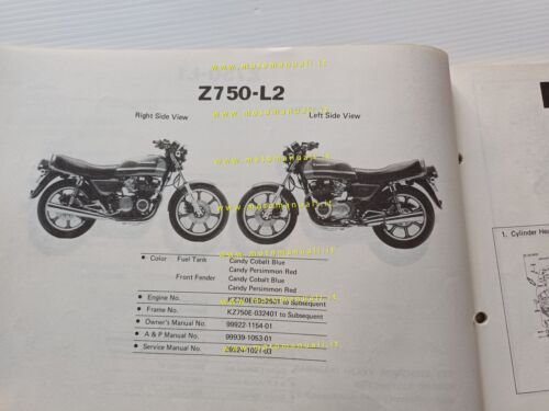 Kawasaki Z 750 L1-L2 1980 catalogo ricambi originale spare parts …