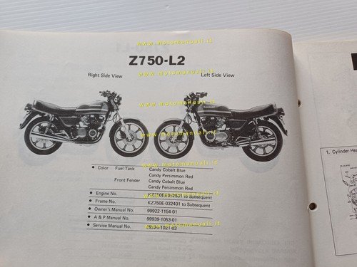 Kawasaki Z 750 L1-L2 1980 catalogo ricambi originale spare parts …