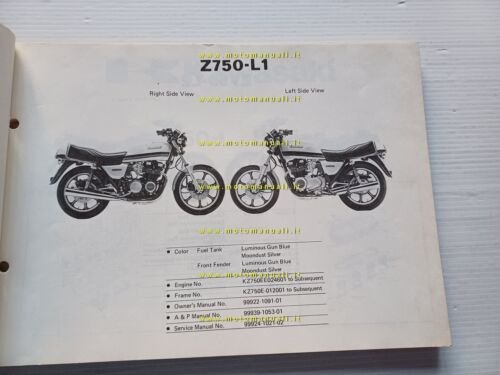 Kawasaki Z 750 L1-L2 1981 catalogo ricambi originale