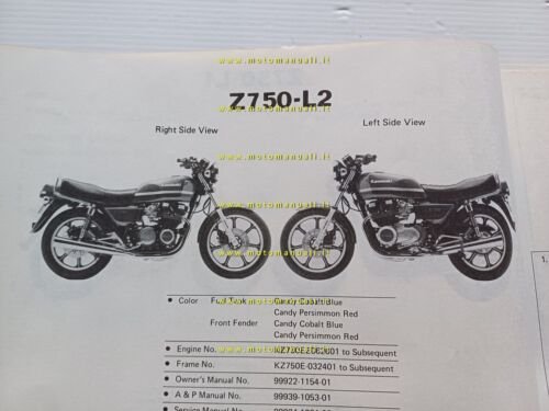 Kawasaki Z 750 L1-L2 1981 catalogo ricambi originale
