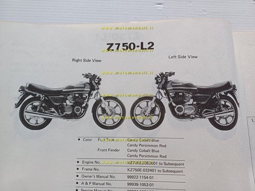 Kawasaki Z 750 L1-L2 1981 catalogo ricambi originale