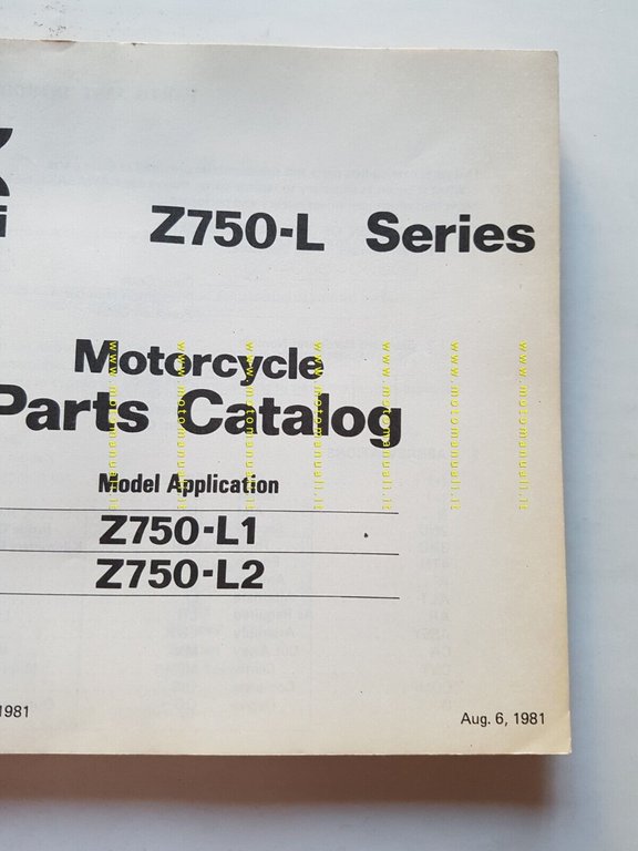 Kawasaki Z 750 L1-L2 1981 catalogo ricambi originale spare parts …