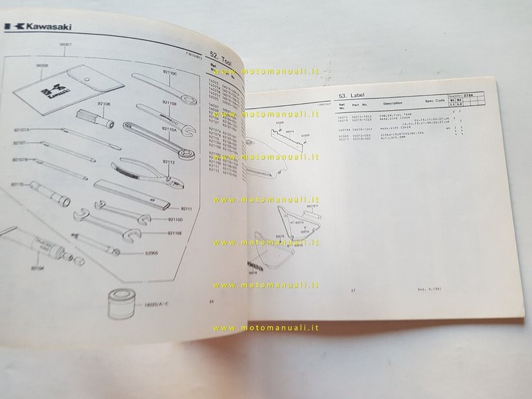 Kawasaki Z 750 L1-L2 1981 catalogo ricambi originale spare parts …