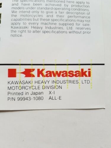 Kawasaki Z 750 LTD 1982 depliant originale moto TESTO INGLESE
