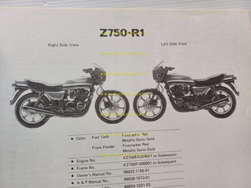 Kawasaki Z 750 R1 (GP) 1982 catalogo ricambi originale spare …