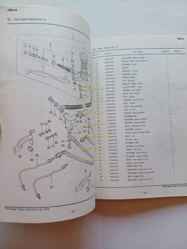 Kawasaki Z 900 A4 1975 catalogo ricambi originale