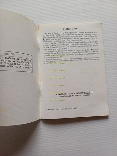 Kawasaki Z 900 A4 1975 manuale uso manutenzione inglese originale