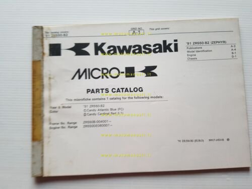 Kawasaki Zephyr 550 1991 catalogo ricambi copia da microfiche originale