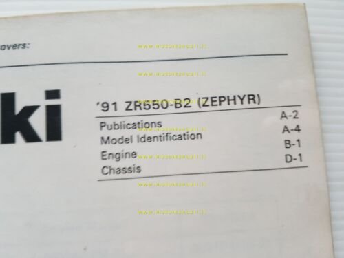 Kawasaki Zephyr 550 1991 catalogo ricambi copia da microfiche originale