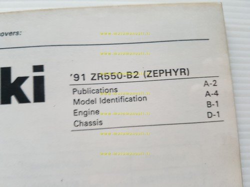 Kawasaki Zephyr 550 1991 catalogo ricambi copia da microfiche originale