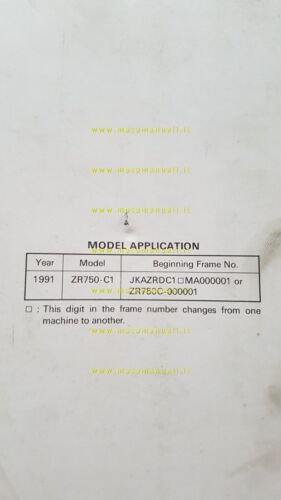 Kawasaki ZEPHYR 750 1991 manuale officina INGLESE originale WORKSHOP MANUAL