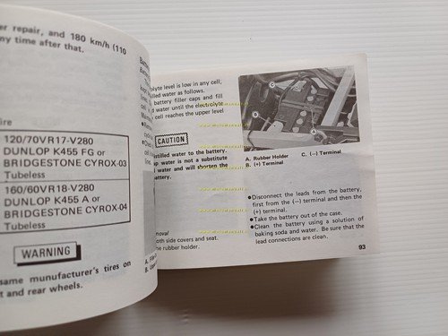 KAWASAKI ZX-10 1987-88 manuale uso manutenzione libretto INGLESE originale