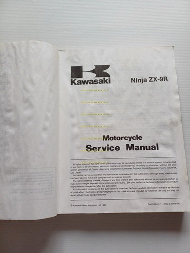 Kawasaki ZX-9R 1997-98 manuale officina INGLESE originale WORKSHOP MANUAL