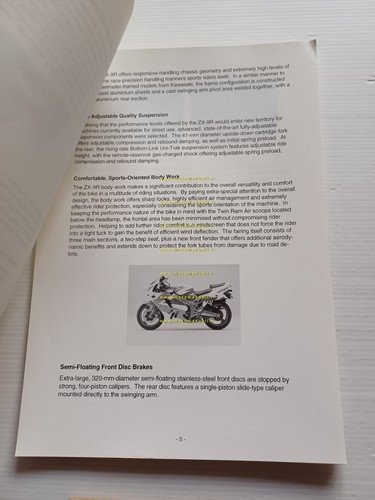 Kawasaki ZX-9R (ZX900-B1) 1993 Press Kit cartella stampa italiano-inglese