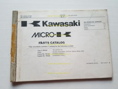 Kawasaki ZXR 400 1990 catalogo ricambi copia da microfiche originale