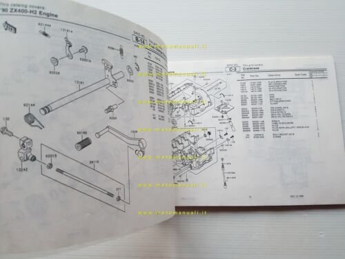 Kawasaki ZXR 400 1990 catalogo ricambi copia da microfiche originale