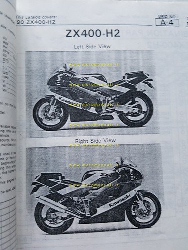 Kawasaki ZXR 400 1990 catalogo ricambi copia da microfiche originale