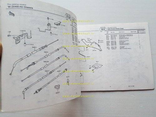 Kawasaki ZXR 400 1990 catalogo ricambi copia da microfiche originale