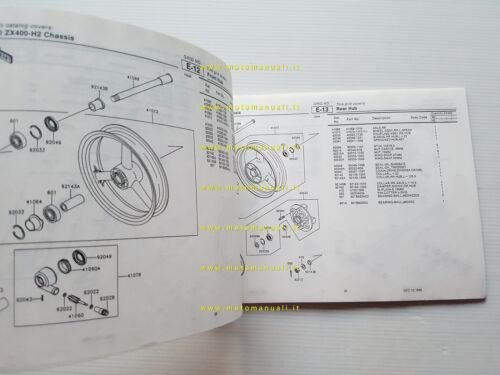 Kawasaki ZXR 400 1990 catalogo ricambi copia da microfiche originale
