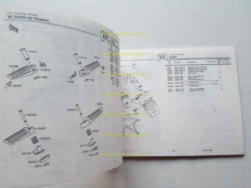 Kawasaki ZXR 400 1990 catalogo ricambi copia da microfiche originale