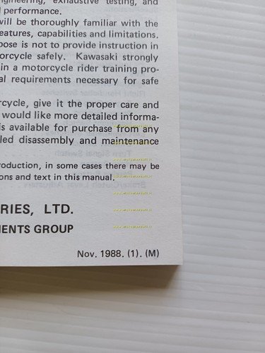 Kawasaki ZXR 750 1988-89 manuale uso manutenzione libretto INGLESE originale