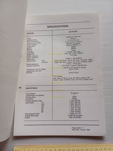 Kawasaki ZXR 750 R (ZX750-L2.M2) 1994 Model Information cartella stampa …