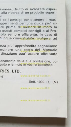 Kawasaki ZZ-R 1100 1992 manuale uso manutenzione originale italiano