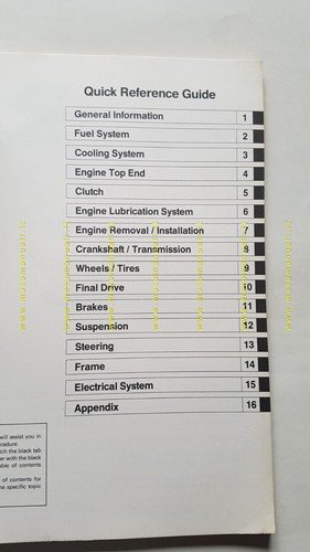 Kawasaki ZZ-R 250 1990 SUPPLEMENTO manuale officina INGLESE