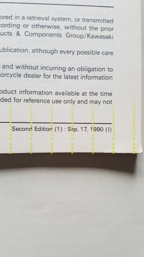 Kawasaki ZZ-R 250 1990 SUPPLEMENTO manuale officina INGLESE