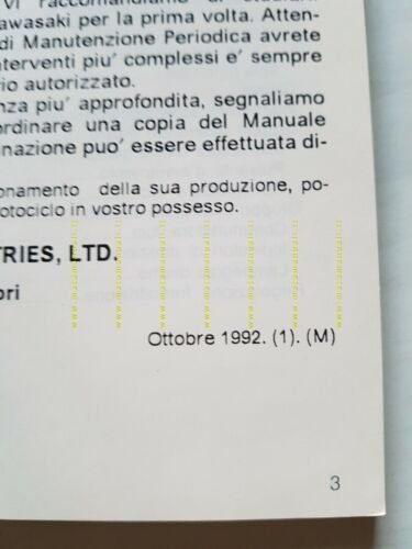 Kawasaki ZZ-R 600 1992 manuale uso ITALIANO libretto manutenzione originale
