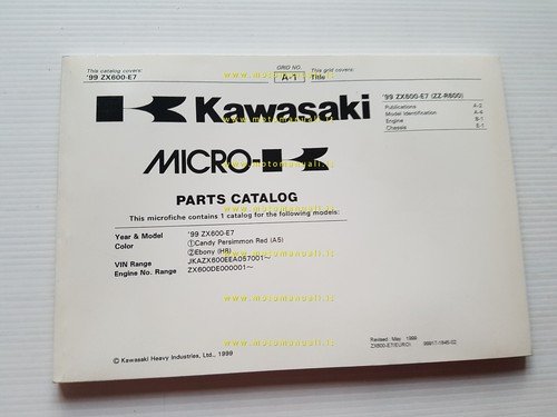 Kawasaki ZZ-R 600 1999 catalogo ricambi copia da microfiche originale