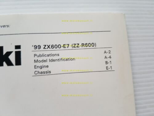 Kawasaki ZZ-R 600 1999 catalogo ricambi copia da microfiche originale