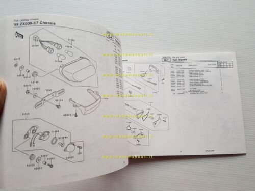 Kawasaki ZZ-R 600 1999 catalogo ricambi copia da microfiche originale