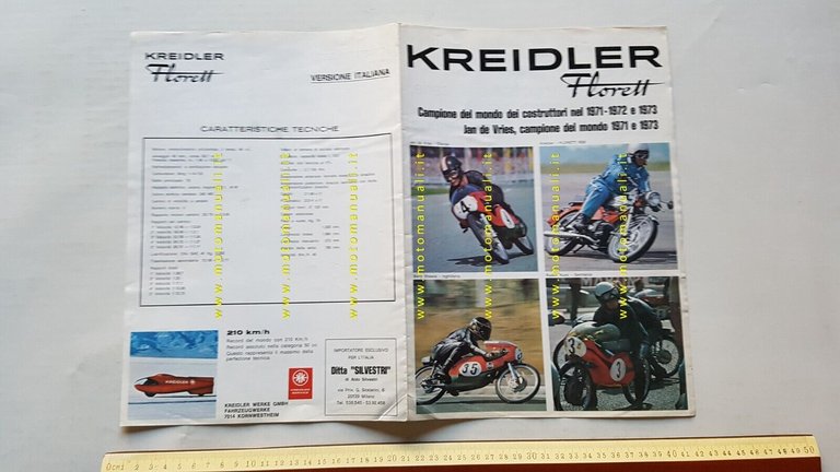 Kreidler Florett produzione ciclomotori 1973 depliant Italiano originale