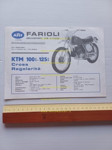 KTM 100 S - 125 S 1971 Regolarità depliant originale …