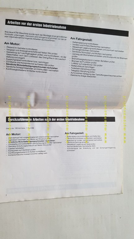 KTM 125-250-350-500 1988 manuale uso manutenzione TEDESCO originale