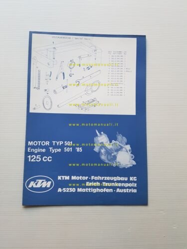 KTM 125 MOTORE 501 1985 catalogo ricambi originale