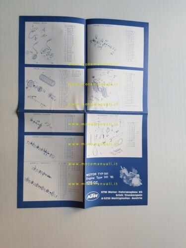 KTM 125 MOTORE 501 1985 catalogo ricambi originale