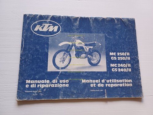 KTM 240-250 MC-GS II 1981 manuale uso officina italiano francese …