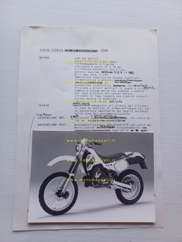 KTM 350 Enduro-Rally 1988 comunicato stampa + foto originale